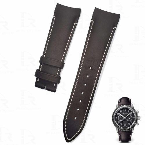 Custom premium calfskin leather replacement strap with stainless steel hardware for Breguet Type XXI 3810 luxury watch Premium calfskin leather replacement watch straps for Breguet Type XXI