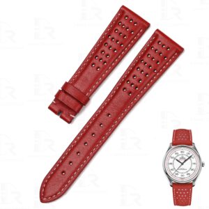 Premium red calfskin leather watch strap for Omega Speedmaster watch