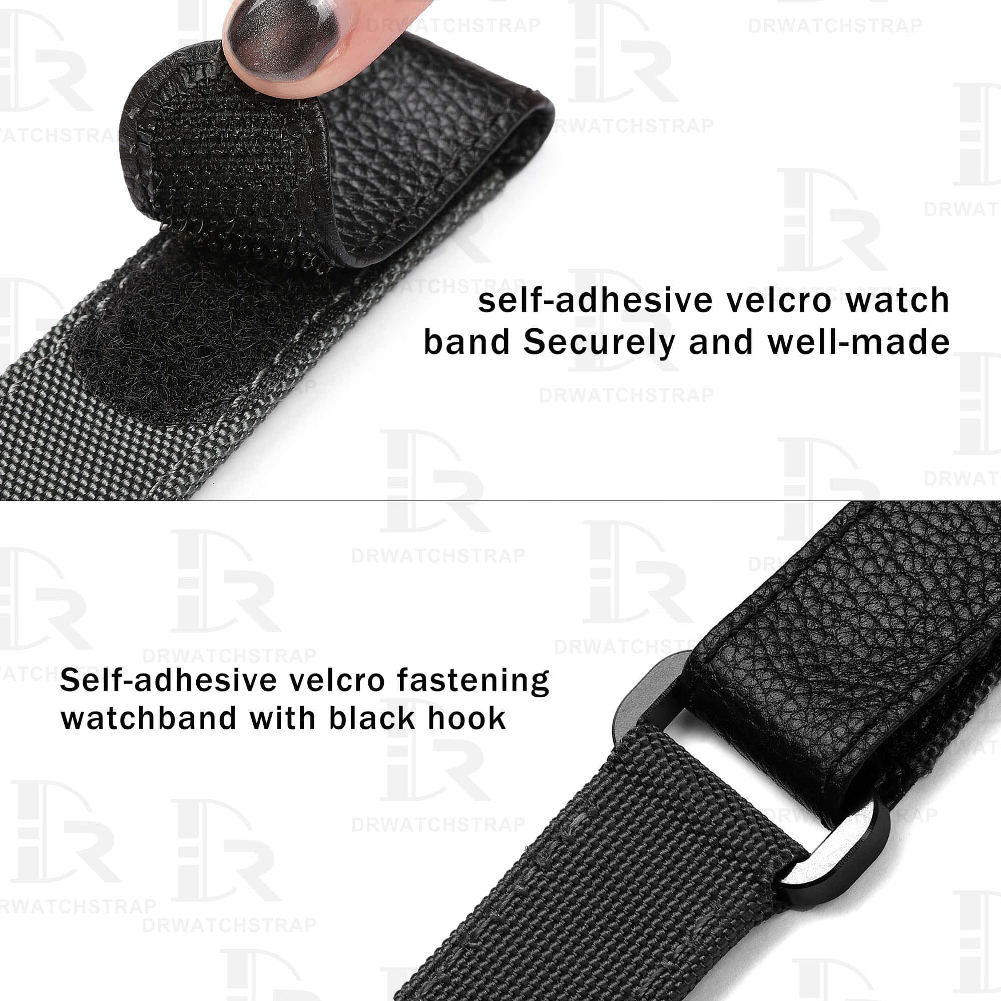 Buy custom Cartier Santos Black nylon watchband 21mm 19mm handmade for sale (3)