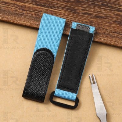 Buy custom Cartier Santos ICE Blue nylon watch band 21mm 19mm handmade for sale (1)