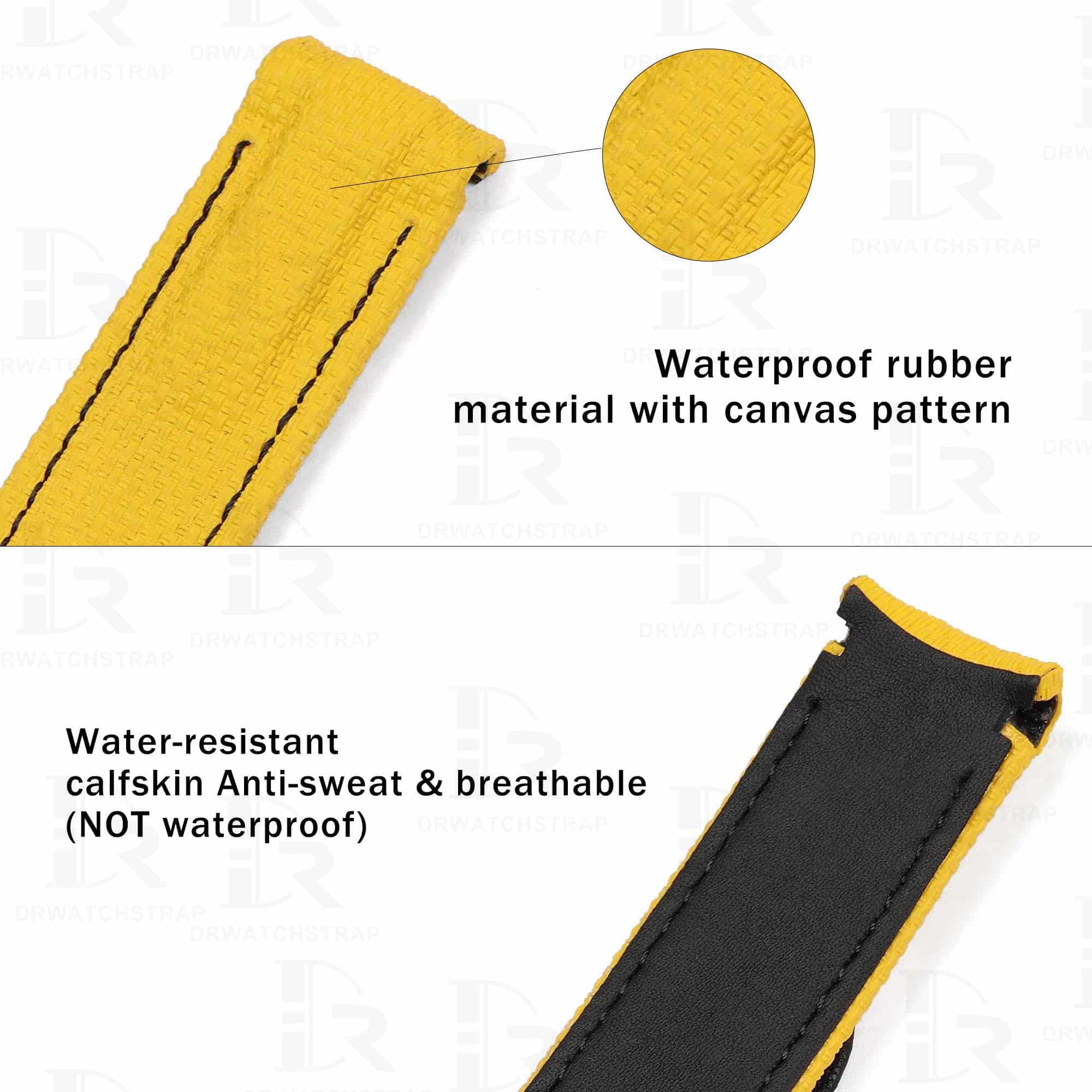 Buy custom Rolex DIW Daytona Yellow Rubber carbon strap 20mm handmade for sale (2)