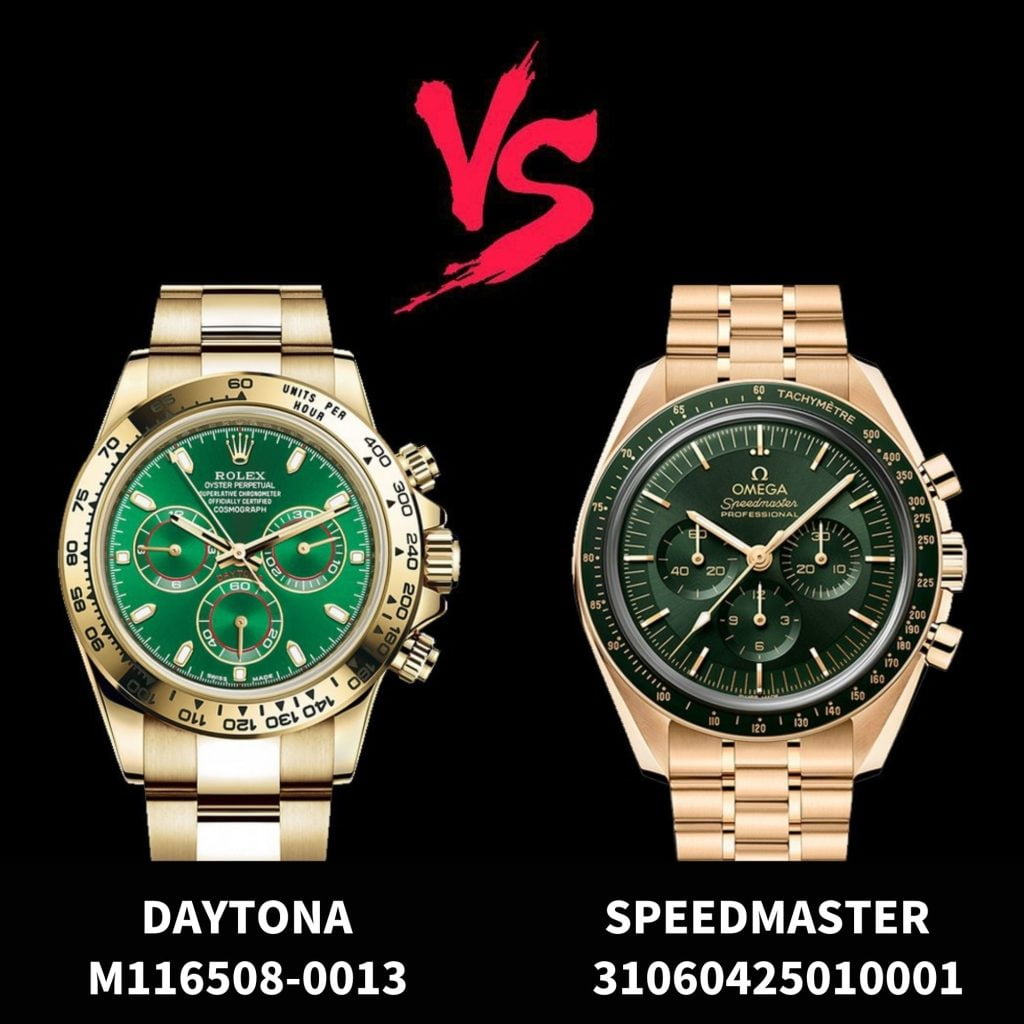 Omega Speedmaster Moonwatch vs Rolex Daytona Gold Green