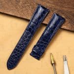 Alligator Hermes leather strap replacement Heure H single tour Sky blue watch band