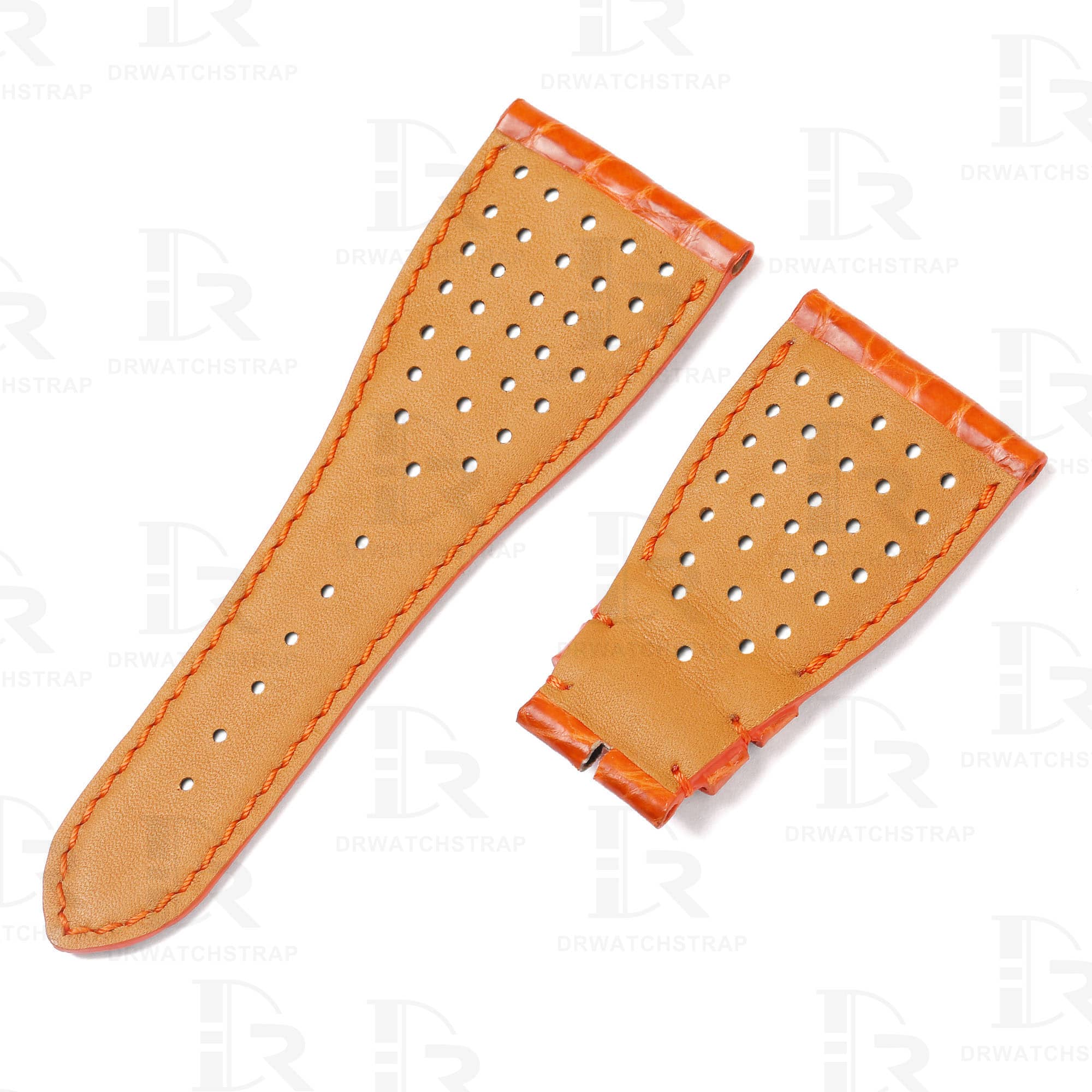 Buy Custom Roger Dubuis Golden Square Orange replacement Leather straps 30mm handcrafted for sale (2)