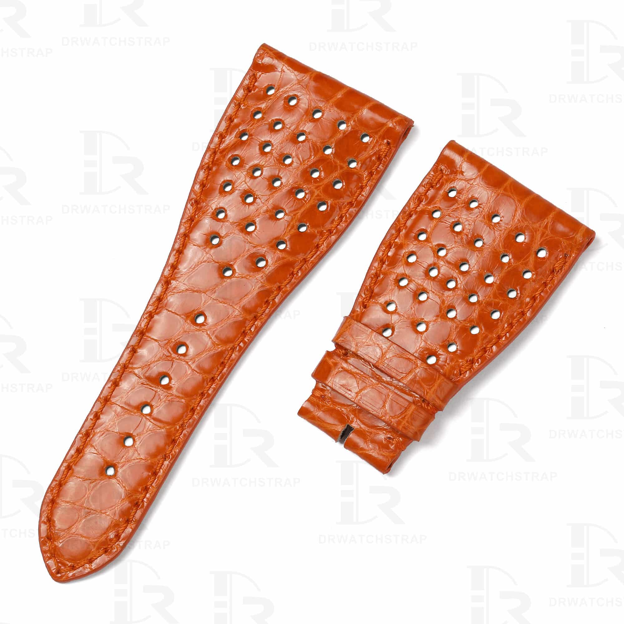 Buy Custom Roger Dubuis Golden Square Orange Leather watch strap 30mm handcrafted for sale (1)