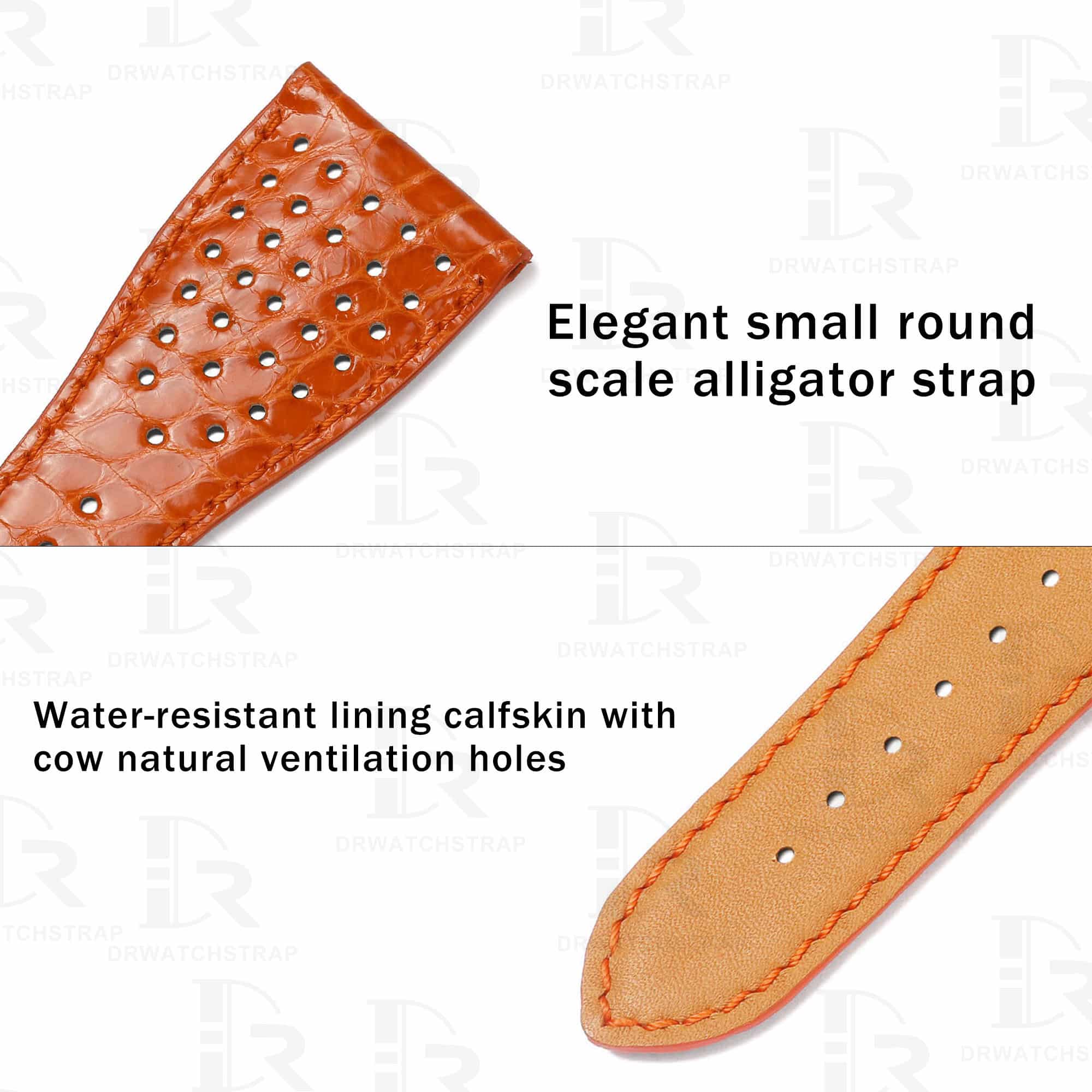 Buy Custom Roger Dubuis Golden Square Orange Leather watch strap 30mm handcrafted for sale (2)