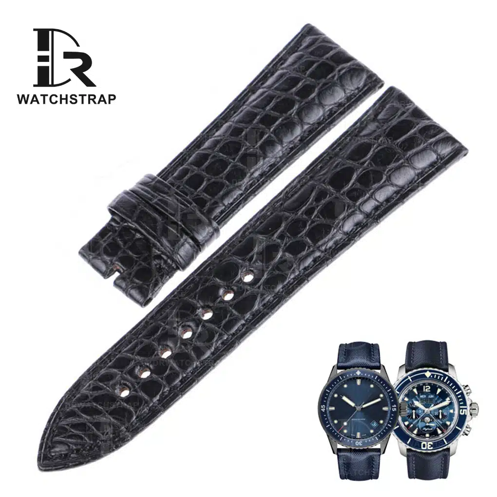 Buy Custom Blancpain fifty fathoms and Black Knight 5000 Black leather strap handmade watch straps