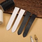 White Black satin leather watch strap