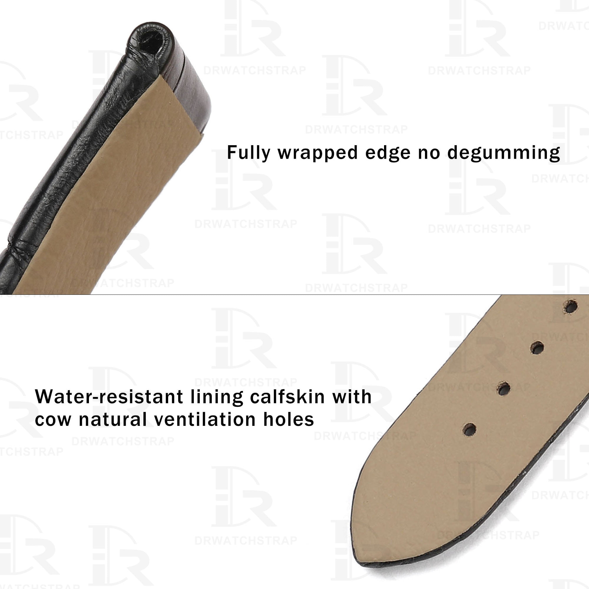 Buy custom Omega Seamaster Black leather straps 19mm for sale (1)