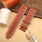 Replacement 22mm IWC Big Pilot brown calfskin leather watch band strap with rivets