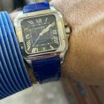 Cartier Santos Medium 35mm red alligator leather watch band strap (1)