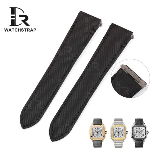 Buy Custom Cartier Santos quickswitch band Black Nylon fabric straps 19mm 20mm Handmade watch bands (1) Buy Custom Cartier Santos quickswitch band Black Nylon fabric straps 19mm 20mm Handmade watch bands (1)