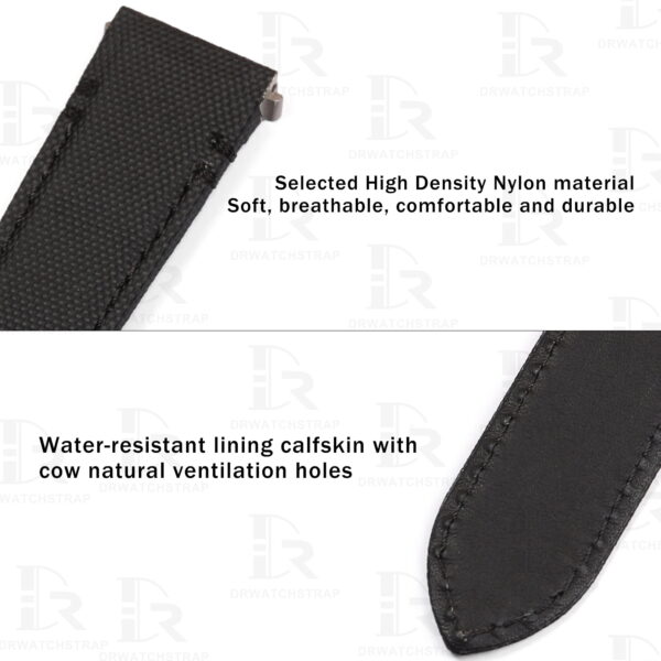 Buy Custom Cartier Santos quickswitch band Black Nylon fabric watch straps 19mm 20mm Handmade watch bands (2)