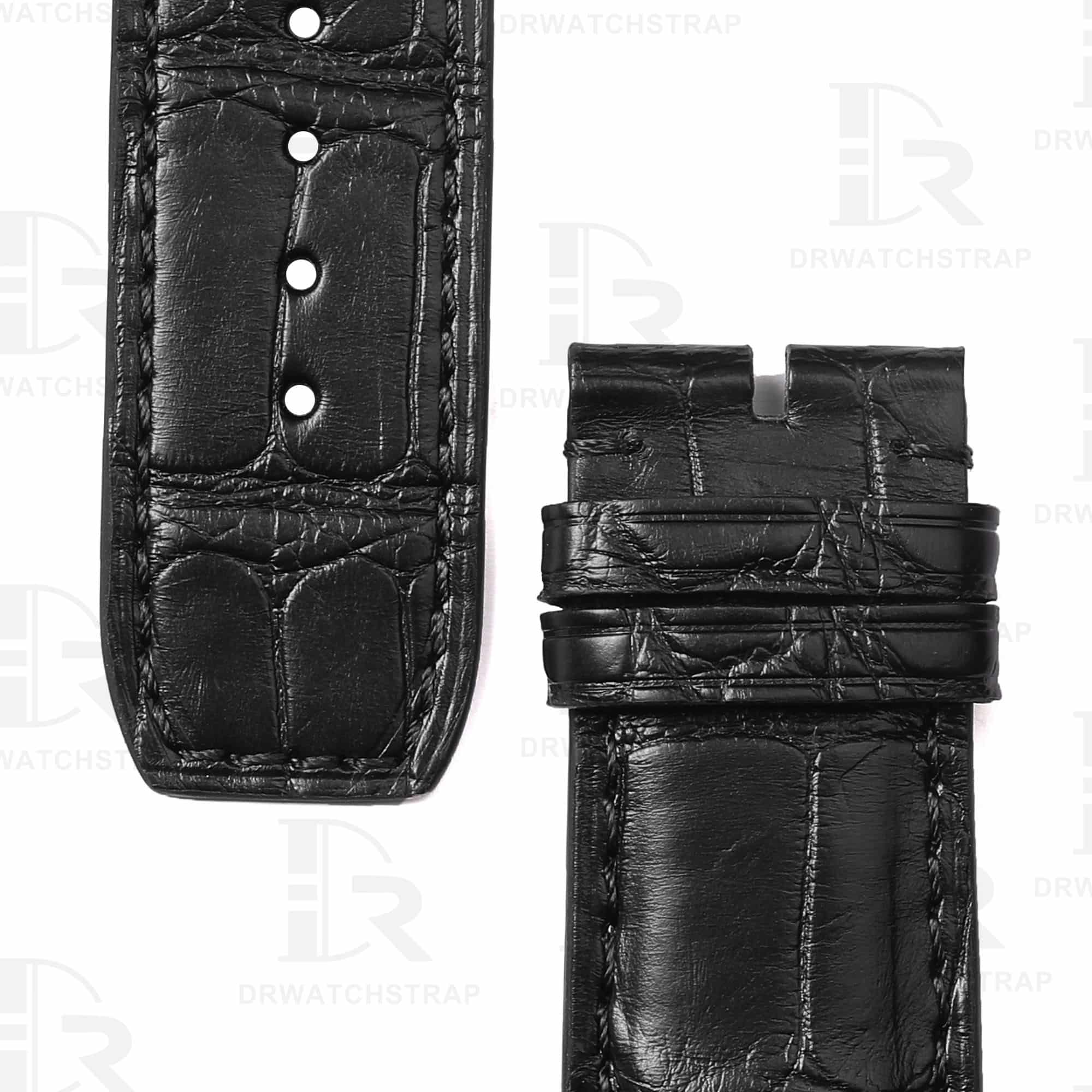 Custom handmade Black Alligator Leather watch bands for Baume Mercier strap replacement Baume Mercier Crestmark 8688 8592 (2)