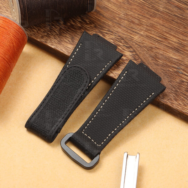 Buy Custom Hublot Spirit of Big Bang 647 Moonphase Canvas Pattern Black Rubber Velcro strap Handmade watch straps