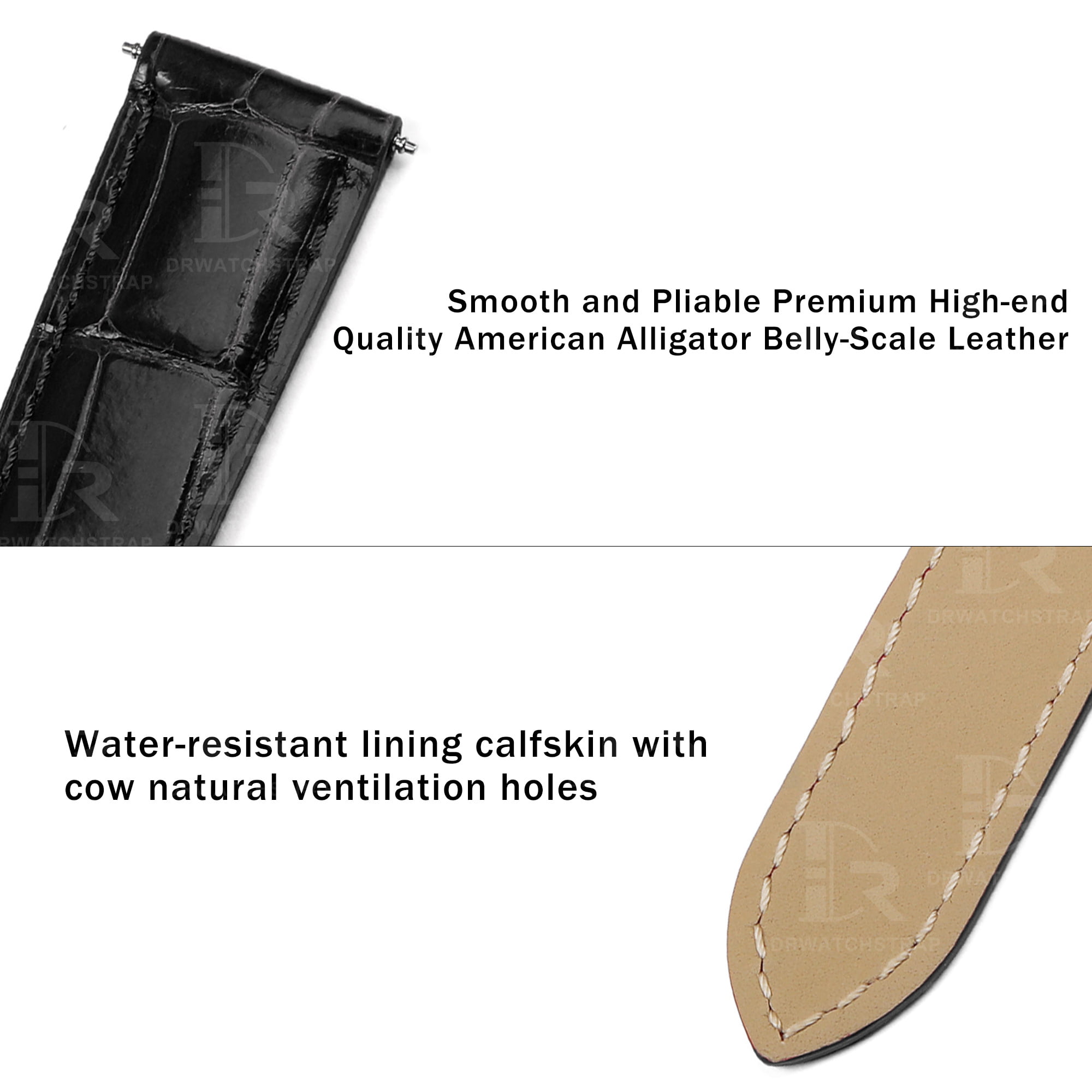 Buy Custom Cartier tortue Black leather bands 15mm handmade for straps