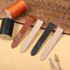 Buy Custom cartier santos de cartier galbée Black leather watchbands Handmade for straps