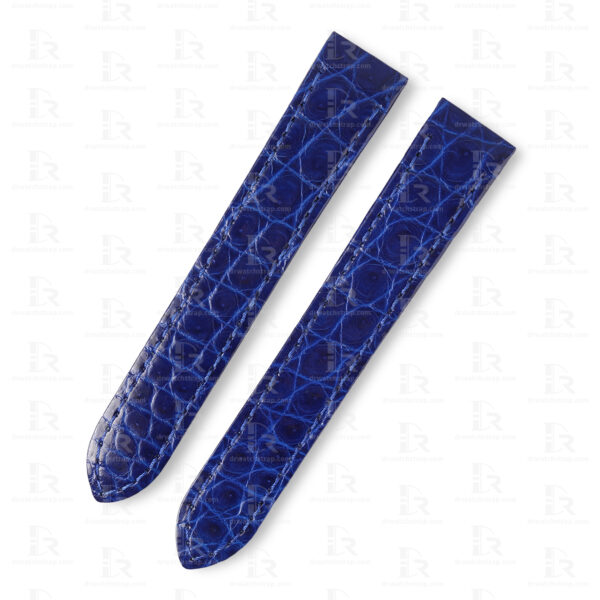 Buy Custom santos de Cartier galbée Blue leather watch band Handmade for straps
