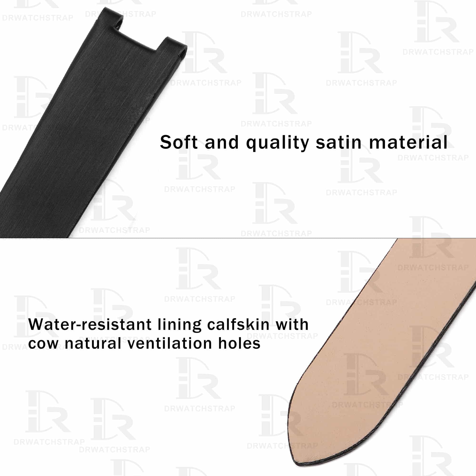 Buy Custom Cartier pasha 35mm Black Satin straps 14mm 16mm 18mm 20mm 21mm Handmade for watchband (2)