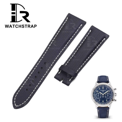 Buy Custom Patek Philippe 5230P Blue Canvas leather strap 20mm Handmade for watch band (1)