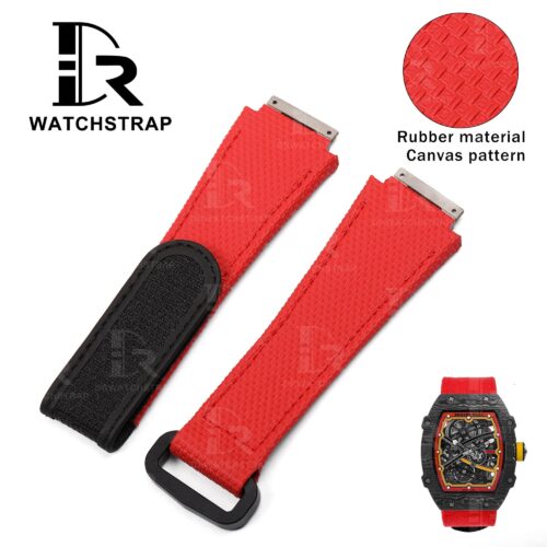 NEW 2023 Buy Custom Richard Mille Red rubber velcro Replacement strap Richard Mille band RM orange watchband aftermarket (1)