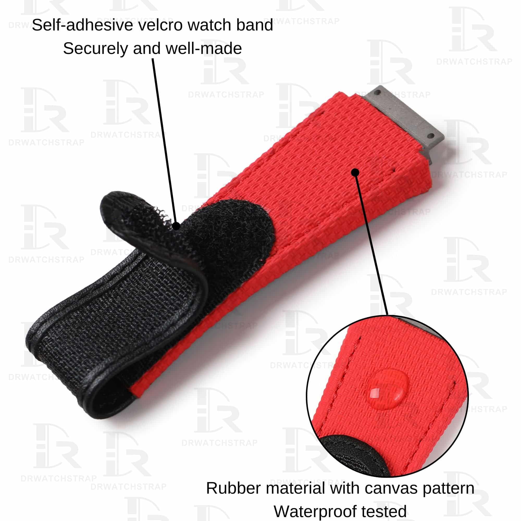 NEW 2023 Buy Custom Richard Mille Red rubber velcro Replacement strap Richard Mille band RM orange watchbands aftermarket (2)