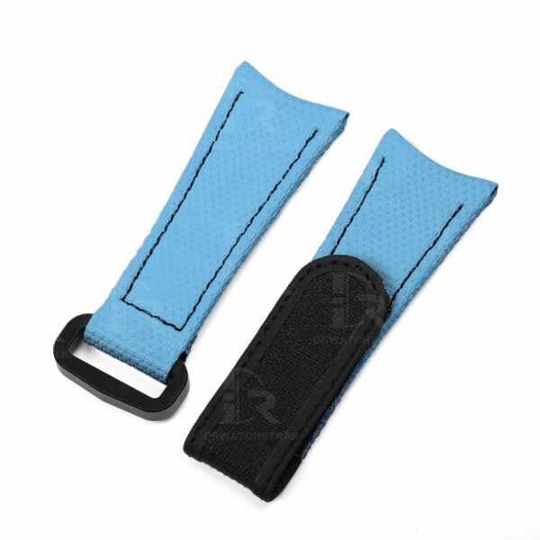 Buy Custom Omega, Garmin rubber velcro ICE Blue watch band 20mm 22mm handmade hook and loop watch strap