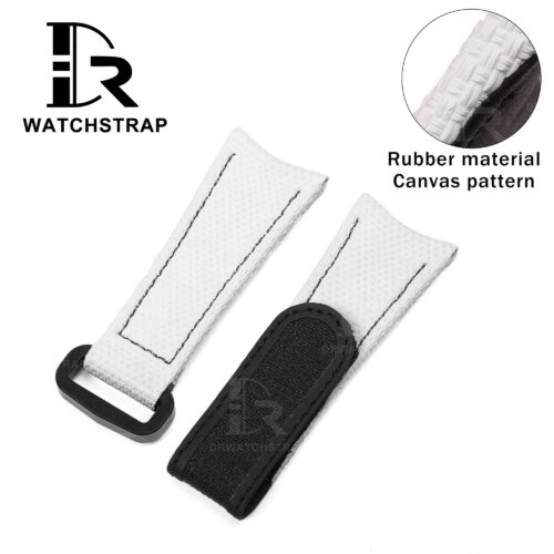 Buy Custom Omega, Garmin rubber velcro White watch band 20mm 22mm handmade hook and loop watch straps (1)