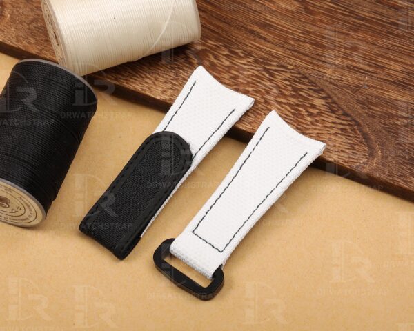 Buy Custom Omega, Garmin rubber velcro White watchbands 20mm 22mm handmade hook and loop watch straps (1)