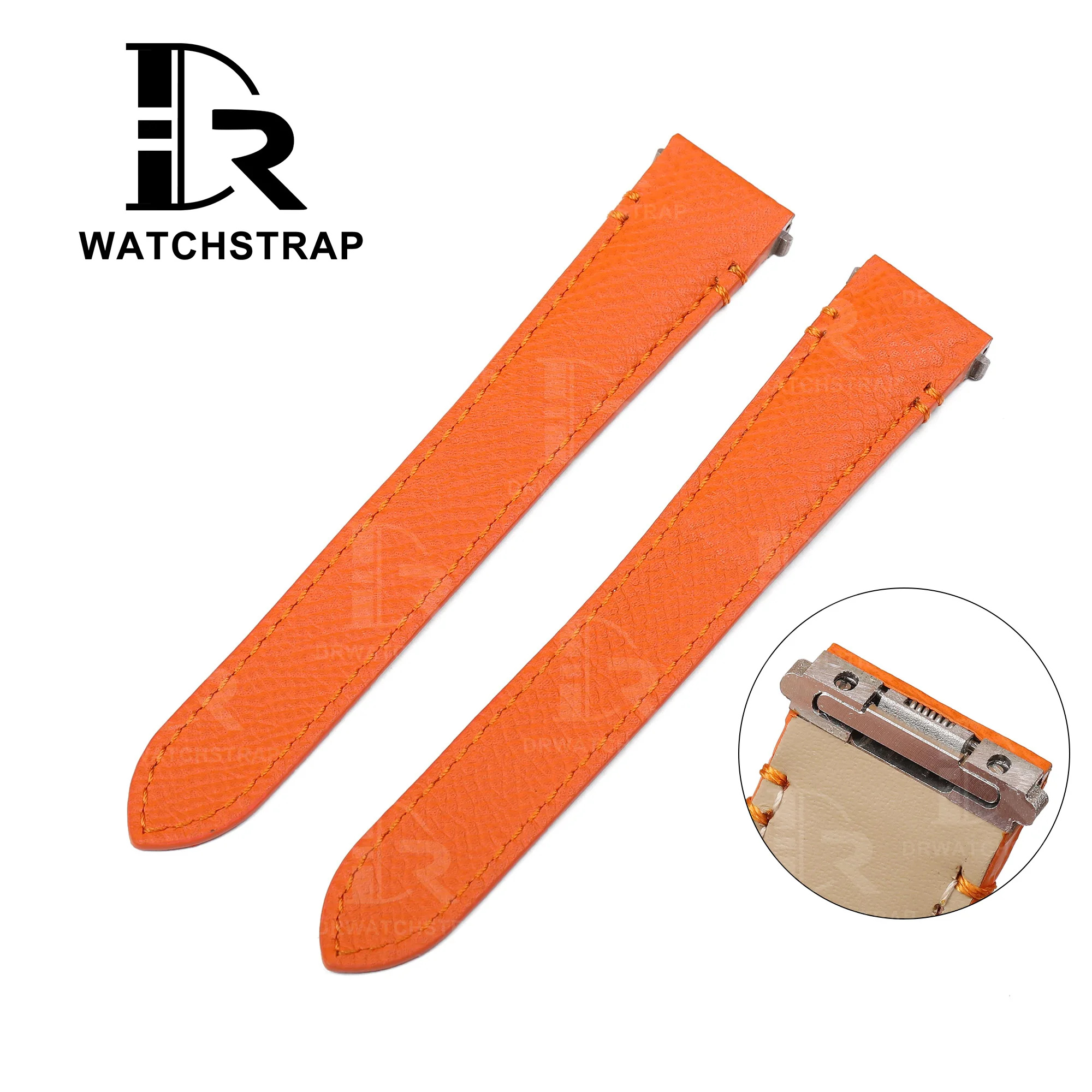 Buy Custom New Cartier Santos Orange Epsom leather straps19mm 21mm replacement watch band (1)