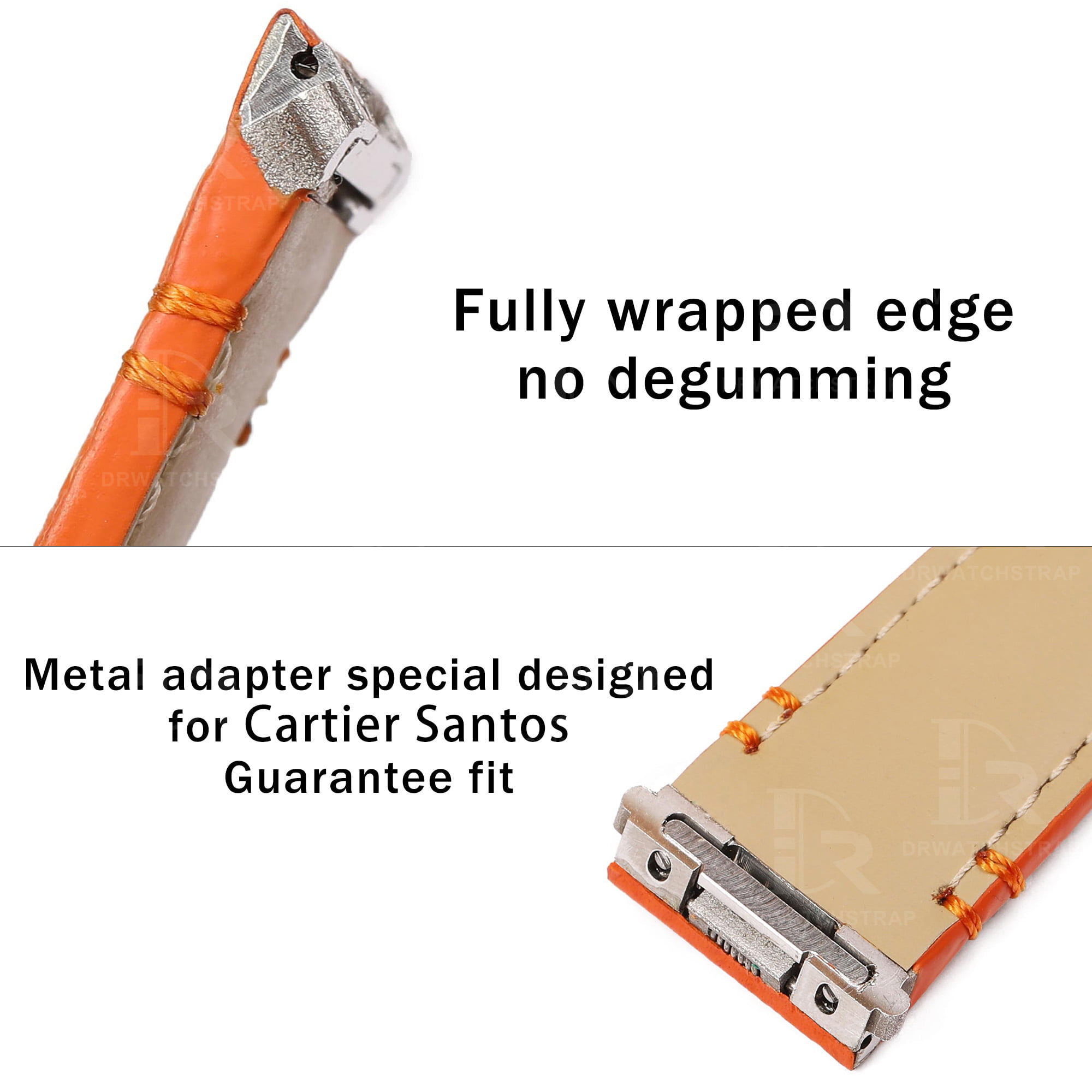 Buy Custom New Cartier Santos Orange Epsom leather straps19mm 21mm replacement watchband (3)