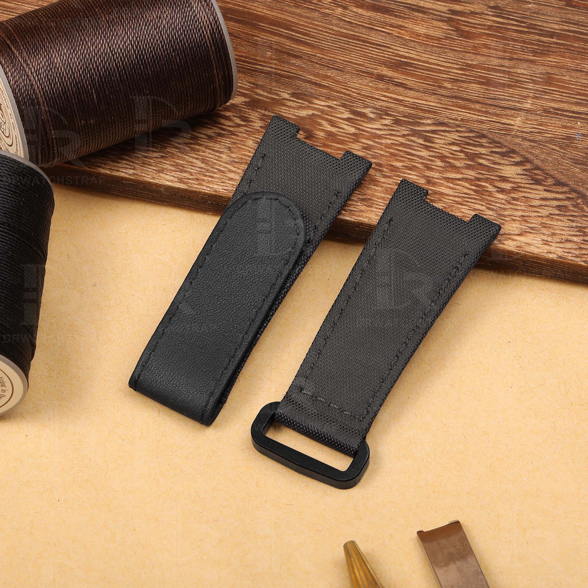 Buy Custom patek philippe nautilus 5711 Black Velcro straps Nylon for 5712 7010 Replacement for watchband (2)