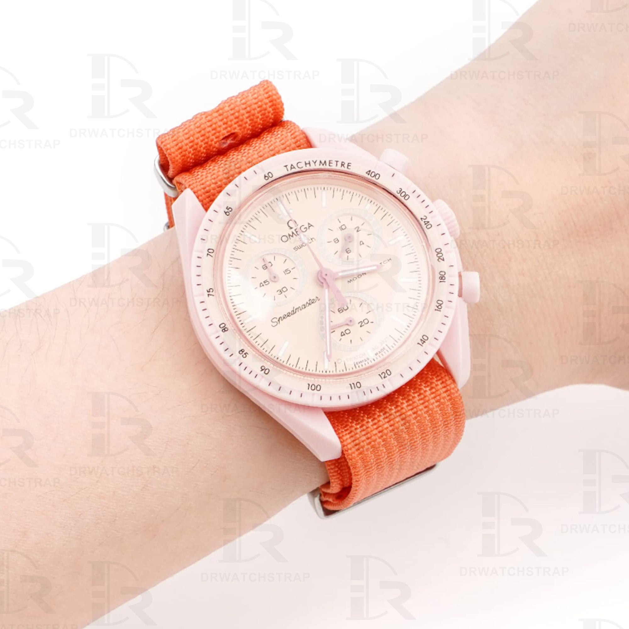 Buy Omega and swatch Moonswatch Nato strap 20mm Orange watch band (2)