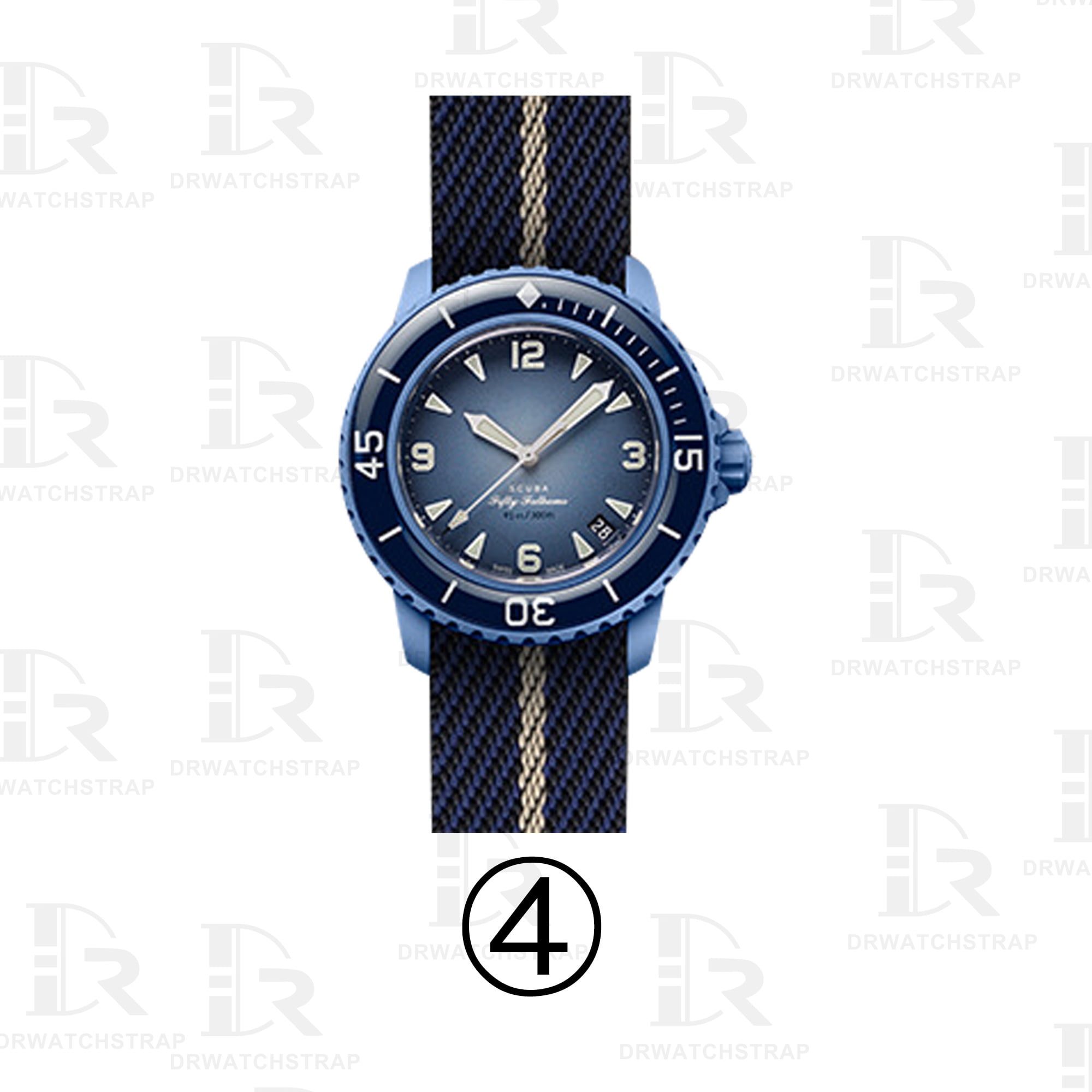 Buy Replacement Blancpain x Swatch watch bands Dark Blue 20mm Blancpain nato strap (2)