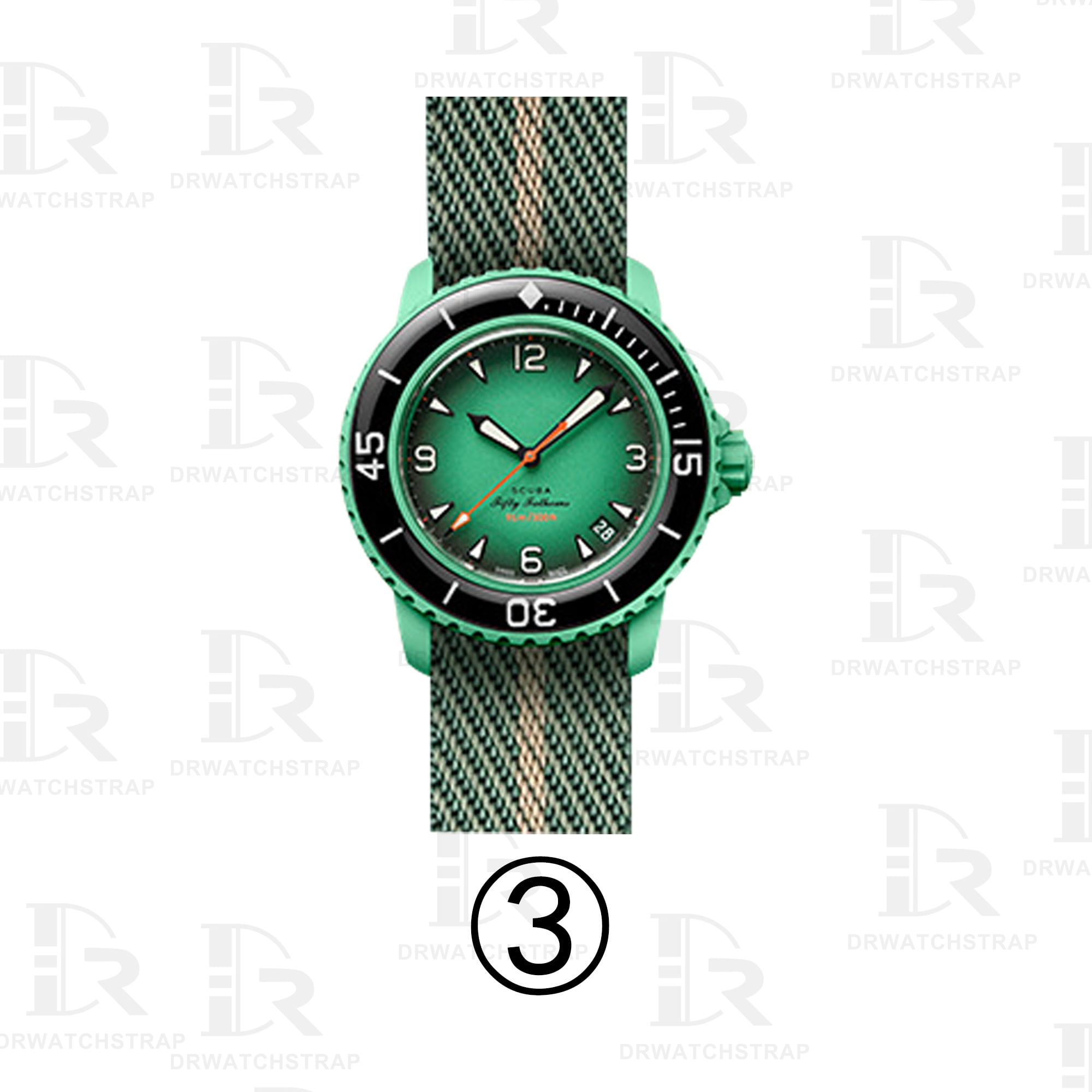 Buy Replacement Blancpain x Swatch watch bands green 20mm Blancpain nato strap