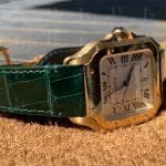 Replacement olive green nylon canvas velcro watch band for Cartier Santos Large Medium Quickswitch strap