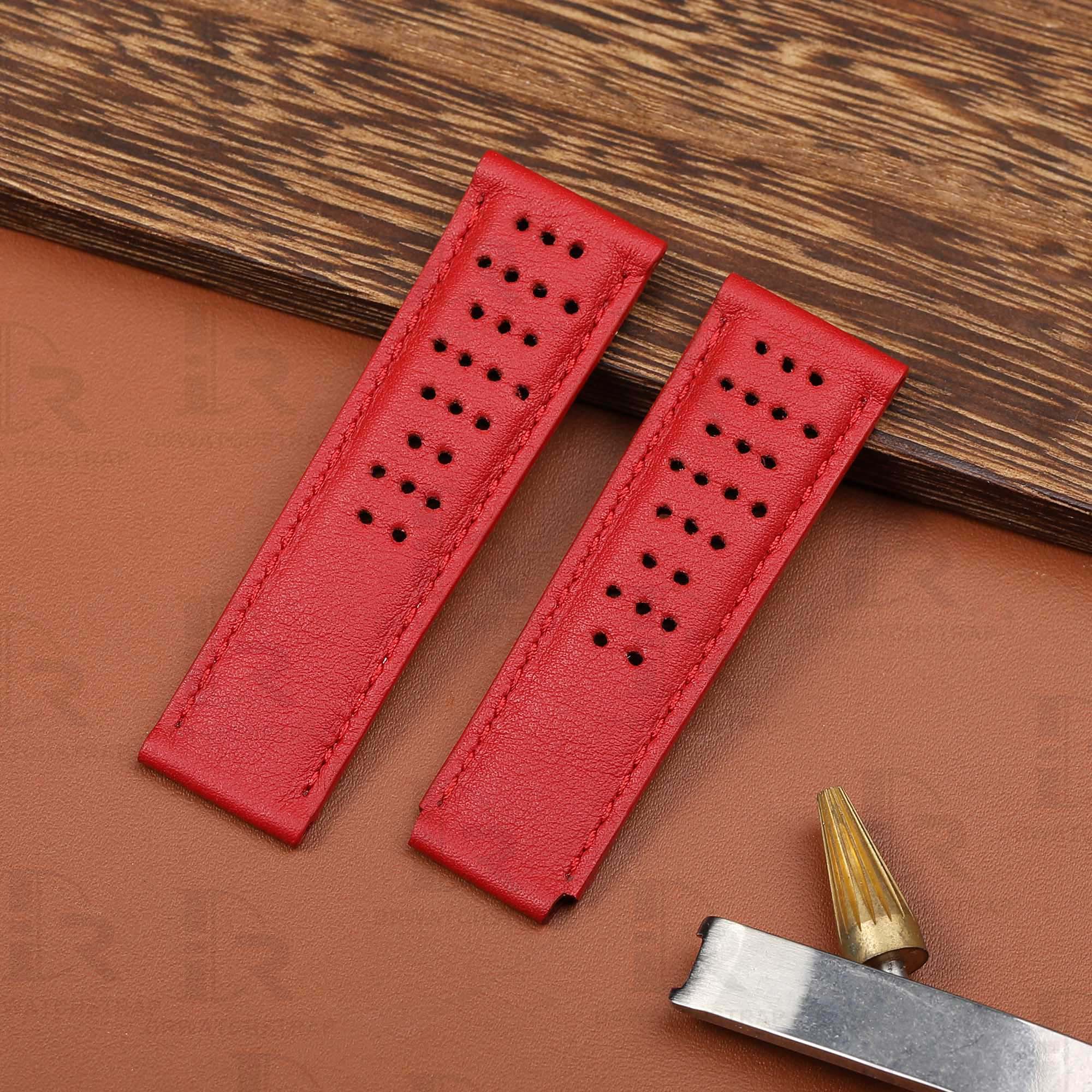 Custom Seiko 5 sports 55th anniversary ultraseven limited edition Red leather strap 20mm replacement watch band