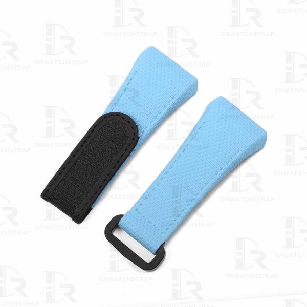 Buy Custom Franck Muller Vanguard v41 Baby Blue Canvas Pattern Rubber velcro watch band for FM strap