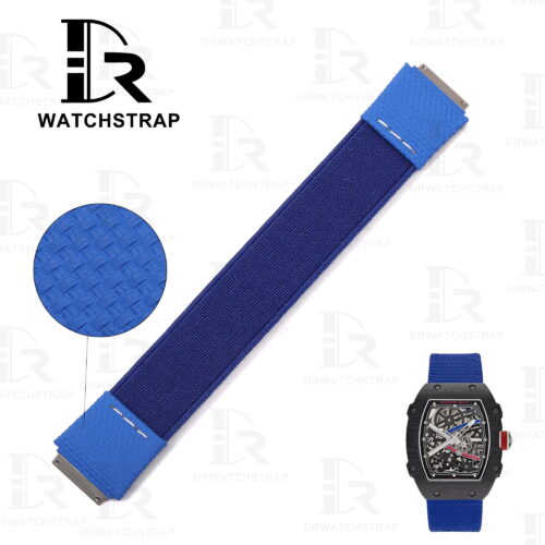 Buy Custom Richard Mille watch strap Blue Rubber Elastic watch band RM 035 030 055 011 067 (1)