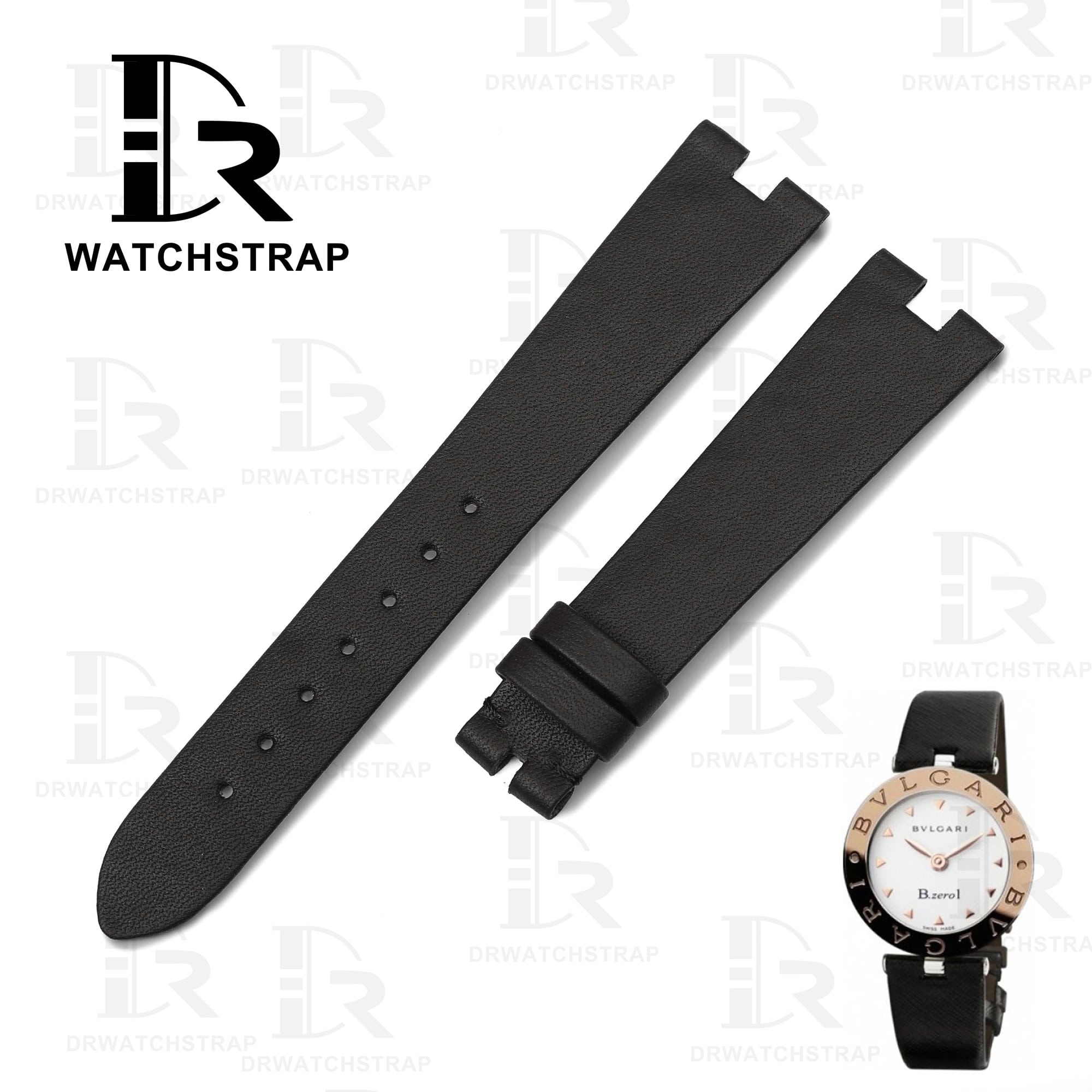 Buy Custom bvlgari b zero1 watch strap Black calfskin leather watch band (1)