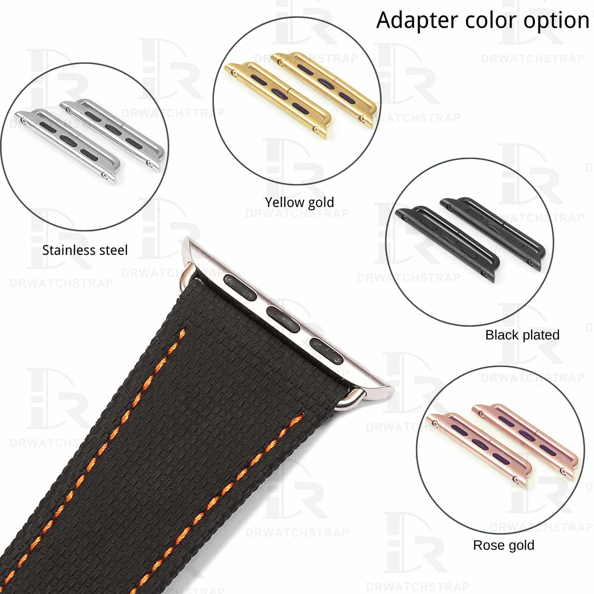 NEW 2023 New Apple watch Black Velcro canvas Pattern Rubber watch strap 38mm 40mm 42mm 44mm watch band (4)