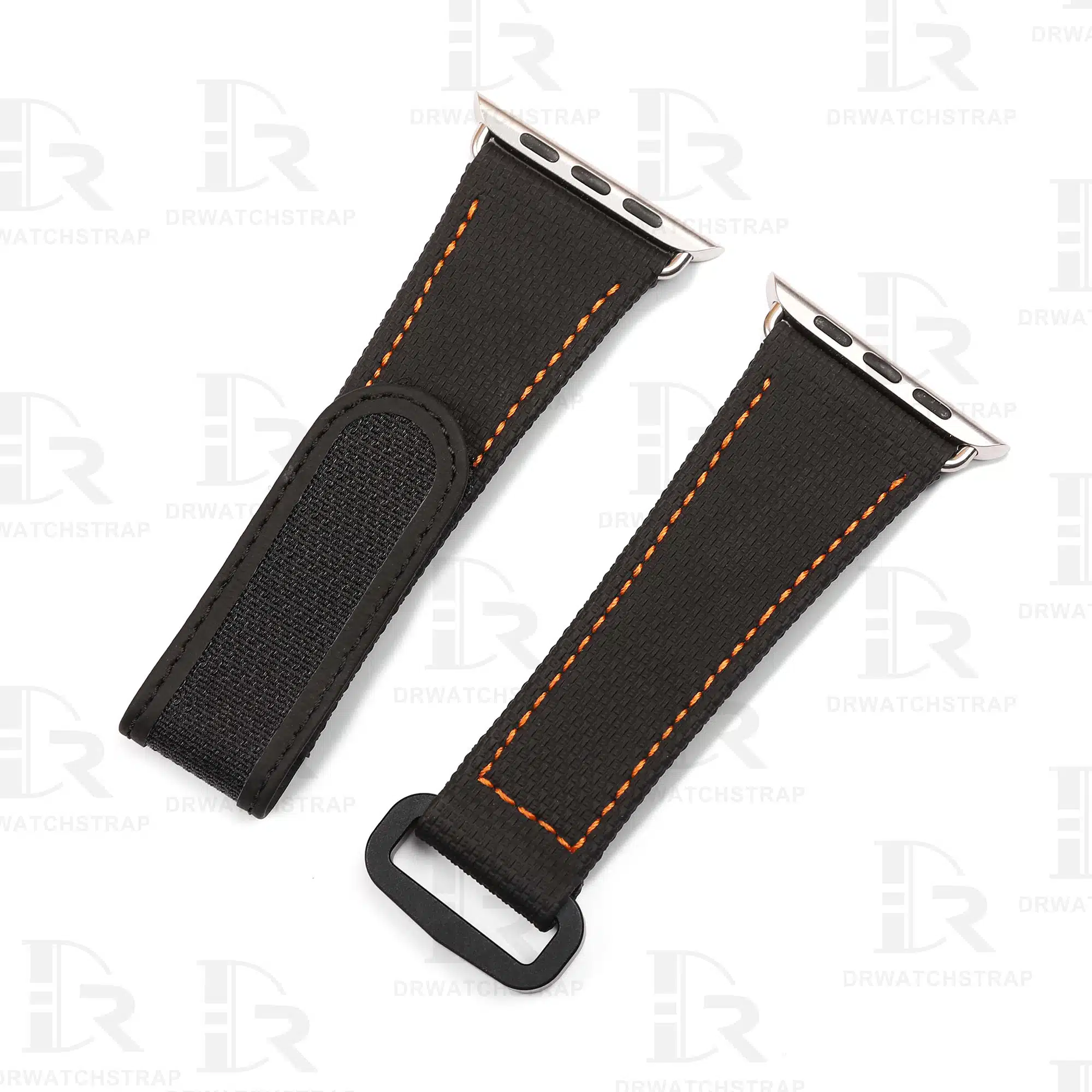 NEW 2023 New Apple watch Black Velcro canvas Pattern Rubber watch strap 38mm 40mm 42mm 44mm watch bands (1)