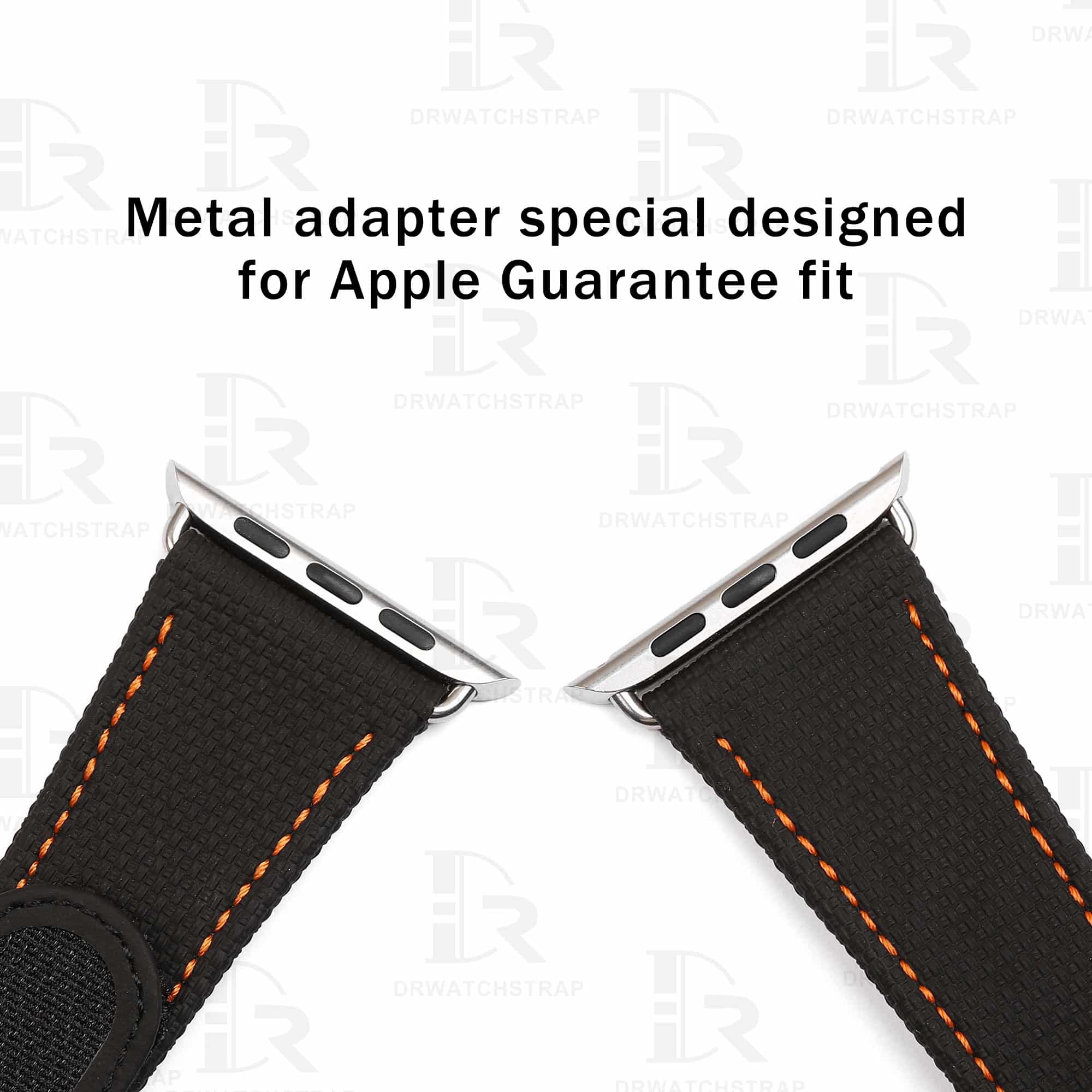 NEW 2023 New Apple watch Black Velcro canvas Pattern Rubber watch strap 38mm 40mm 42mm 44mm watch bands (2)