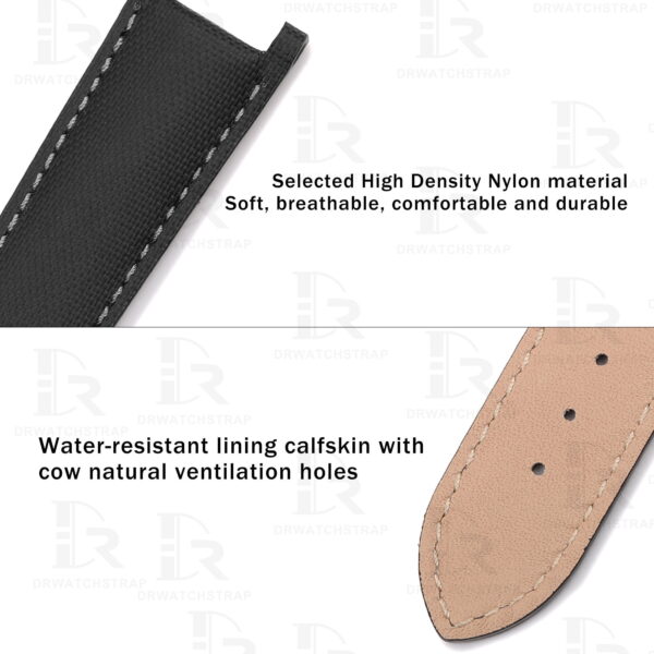 Buy Custom Cartier Pasha replacement strap Black Canvas Nylon handmade watchbands (2)