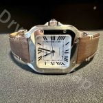 Cartier Santos quickswitch leather watch strap replacement with an interchangeable system and red black brown blue green orange and more colors leather watchbands available