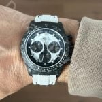 Custom Hublot Spirit of Big Bang 647 Moonphase Canvas Pattern Black Rubber Velcro strap replacement watch straps