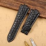 Genuine best quality handmade American Alligator black Round-scale Glashutte Senator leather strap and watch band replacement for Glashutte Senator 39-31-34-42-04 with 19mm 20mm 22mm lug size watch bands at a low price