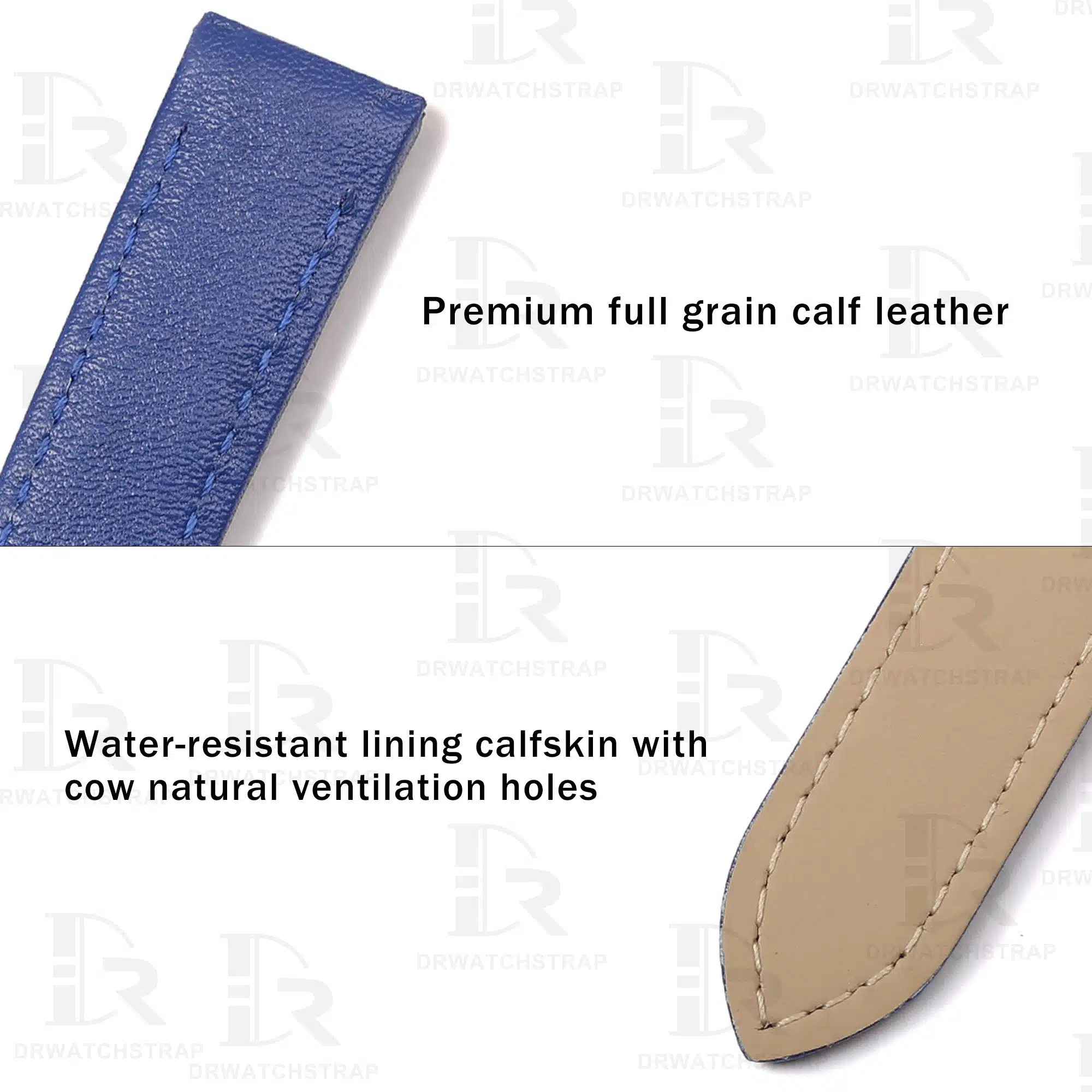 Buy Custom Cartier Santos Galbée leather straps Blue Calfskin watchband 14mm 16mm 18mm 19mm (2)