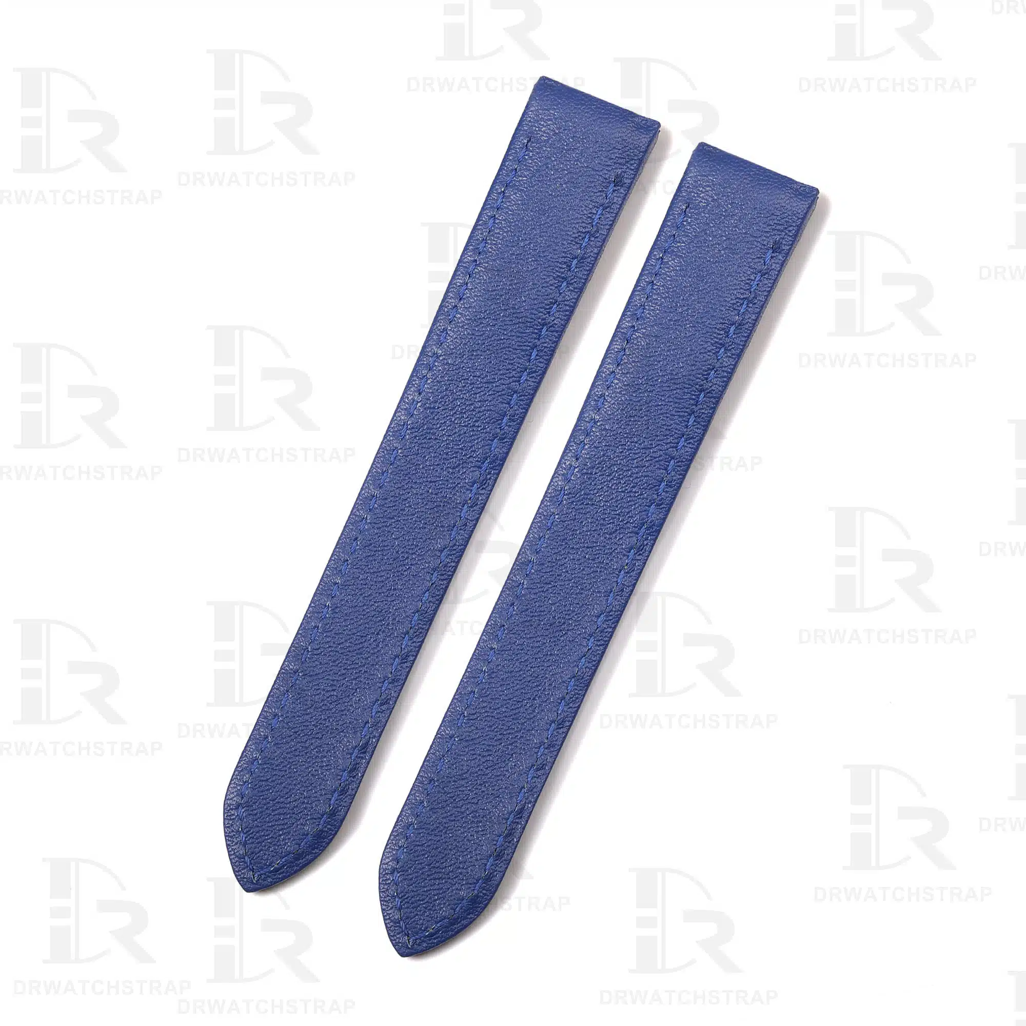 Buy Custom Cartier Santos Galbée leather straps Blue Calfskin watchbands 14mm 16mm 18mm 19mm (1)