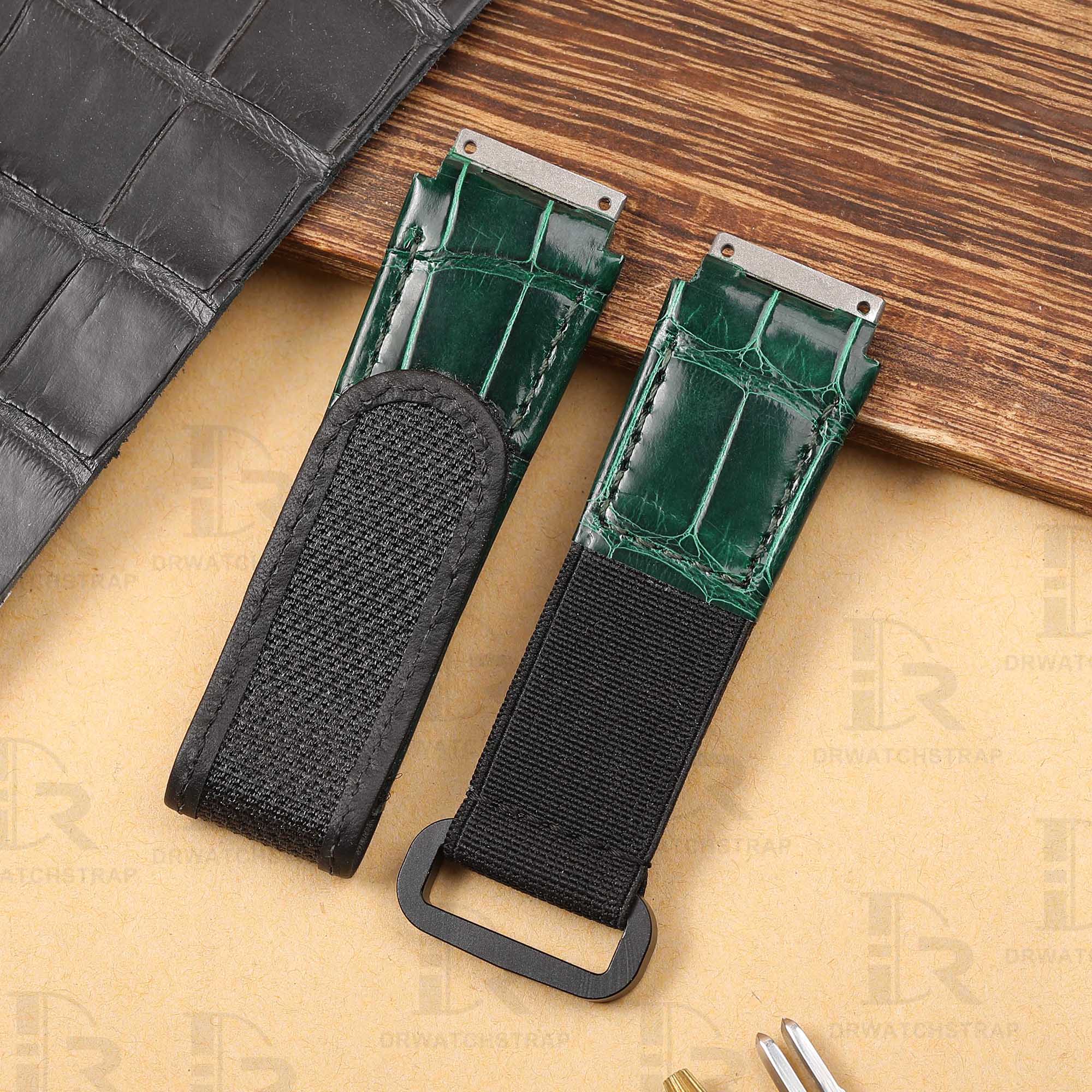 Buy Custom Richard Mille leather straps RM 010 Green leather watch strap watchbands replacement for sale (1)